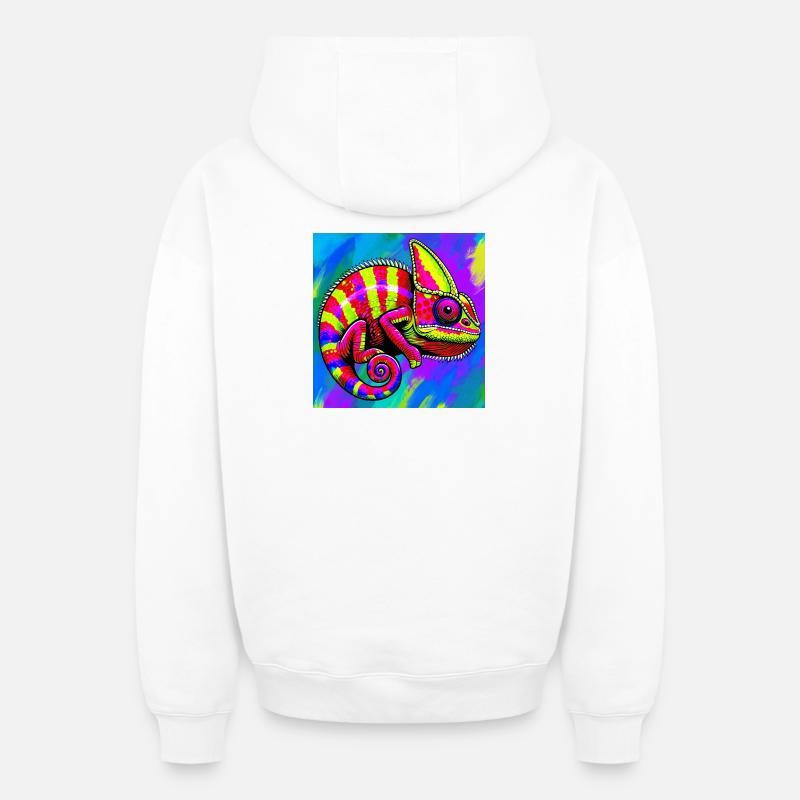 caméléon - Sweat à capuche unisexe zippé oversize épais SPREAD - blanc