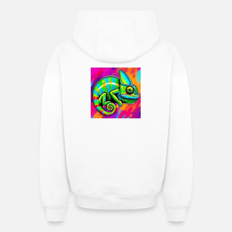 caméléon - Sweat à capuche unisexe zippé oversize épais SPREAD - blanc