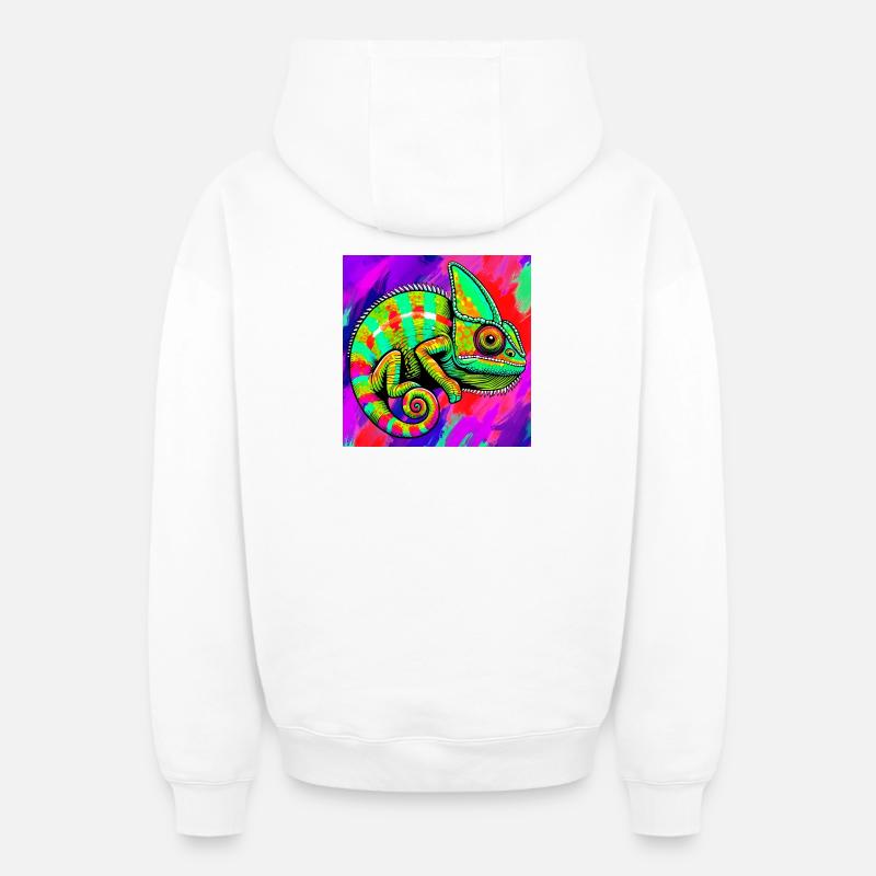 caméléon - Sweat à capuche unisexe zippé oversize épais SPREAD - blanc