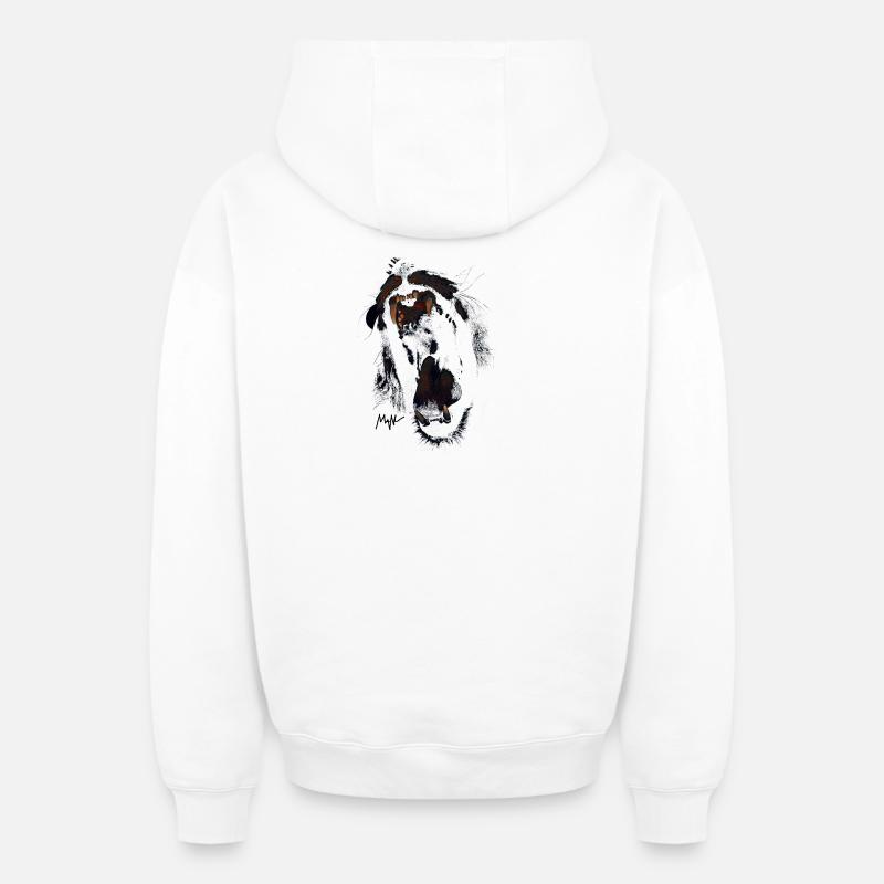 lion - Sweat à capuche unisexe zippé oversize épais SPREAD - blanc
