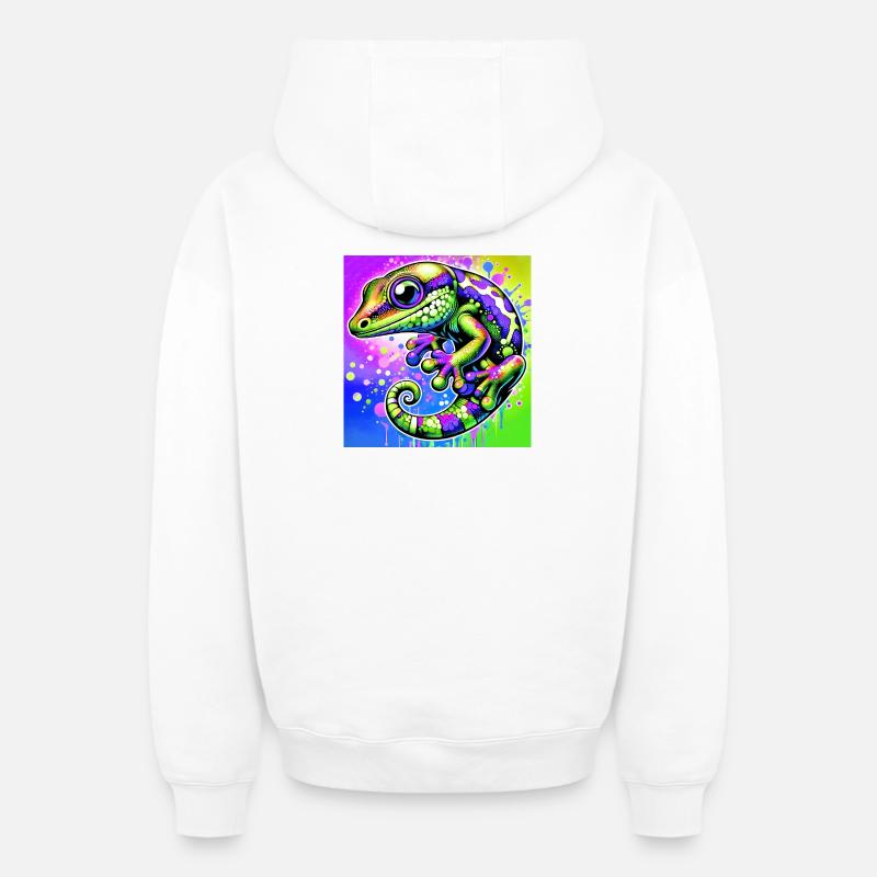 Gecko - Sweat à capuche unisexe zippé oversize épais SPREAD - blanc