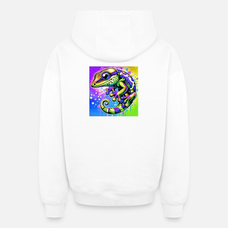 Gecko - Oversized Heavyweight Unisex Zip Hoodie - Weiß