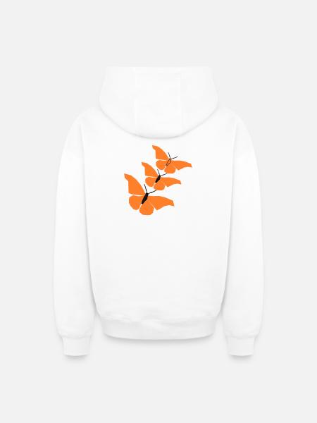 3_schmetterlinge_22 - Sweat à capuche unisexe zippé oversize épais SPREAD - blanc