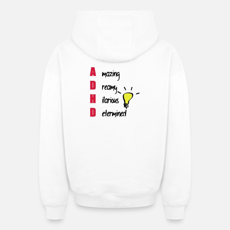 ADHD / ADHS Support Geschenk - Oversized Heavyweight Unisex Zip Hoodie - Weiß