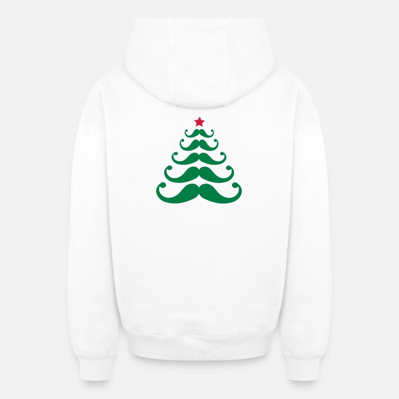 Arbre de Noël - Sweat à capuche unisexe zippé oversize épais SPREAD - blanc