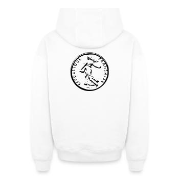Lassen Franc - Oversized Heavyweight Unisex Zip Hoodie - Weiß - Hinten - AI Model Male 178 light (178cm)