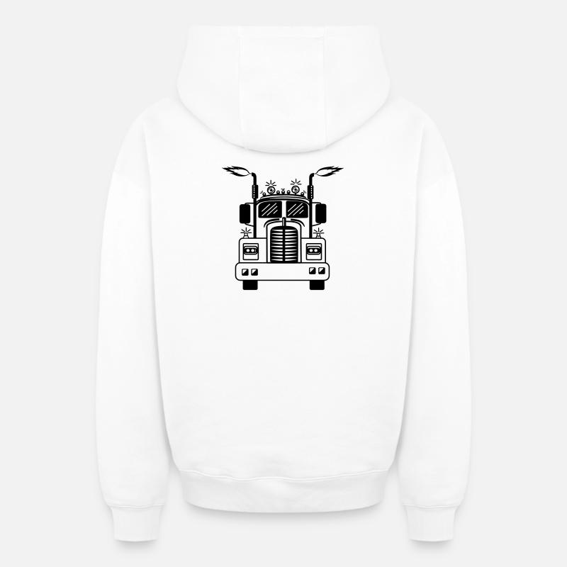 Camion camion avec incendie - Sweat à capuche unisexe zippé oversize épais SPREAD - blanc