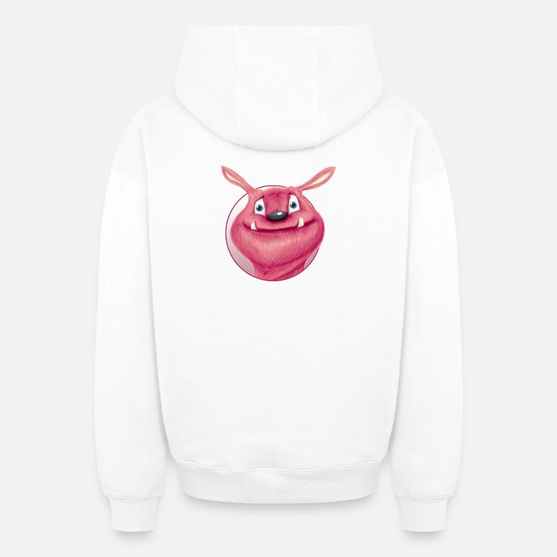 monstre rouge - Sweat à capuche unisexe zippé oversize épais SPREAD - blanc