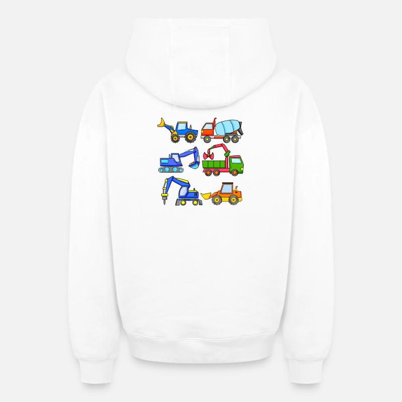 Véhicules de chantier Véhicule - Sweat à capuche unisexe zippé oversize épais SPREAD - blanc