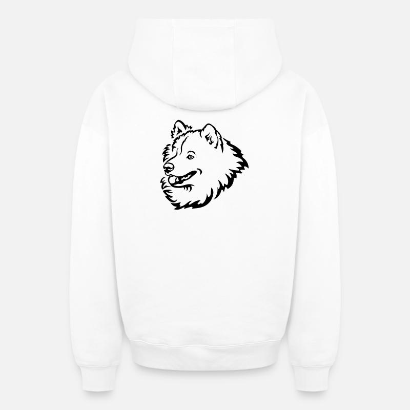 Tête de Samoyède - Sweat à capuche unisexe zippé oversize épais SPREAD - blanc