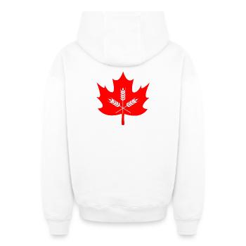 Canada maple leaf grain logo - Oversized Heavyweight Unisex Zip Hoodie - white - Back - AI Model Male 178 light (178cm)