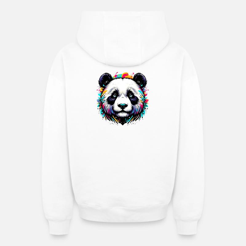 Panda - Sweat à capuche unisexe zippé oversize épais SPREAD - blanc