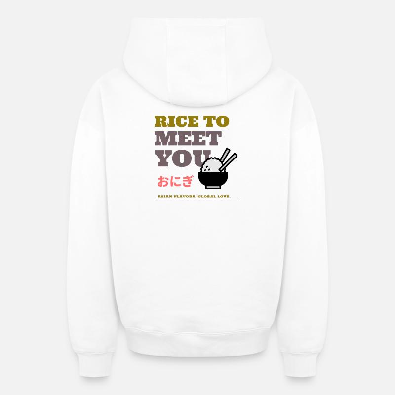 Du riz pour vous rencontrer - Sweat à capuche unisexe zippé oversize épais SPREAD - blanc
