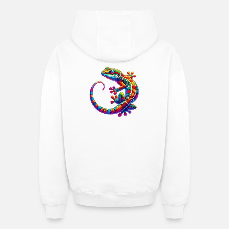 Gecko - Sweat à capuche unisexe zippé oversize épais SPREAD - blanc