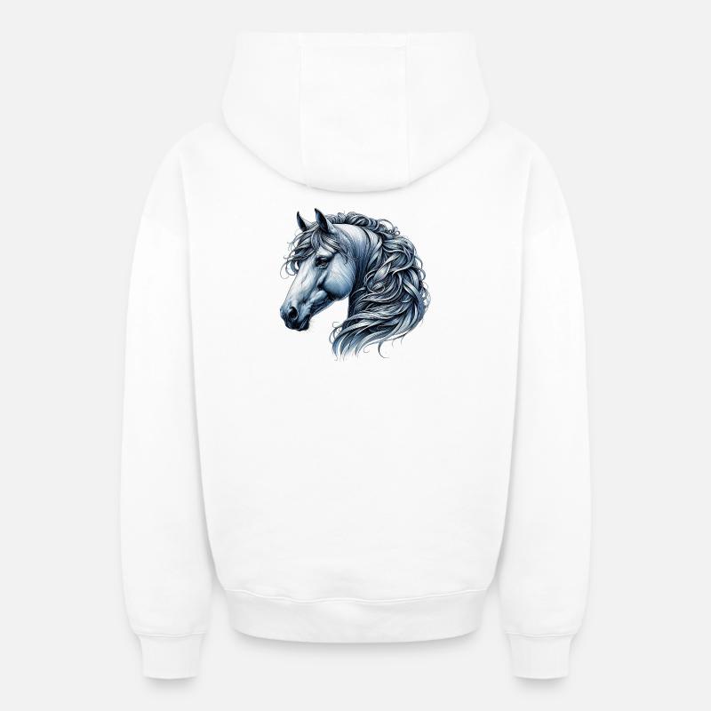 Cheval - Sweat à capuche unisexe zippé oversize épais SPREAD - blanc
