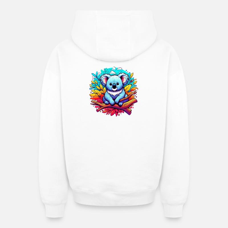Koala - Sweat à capuche unisexe zippé oversize épais SPREAD - blanc