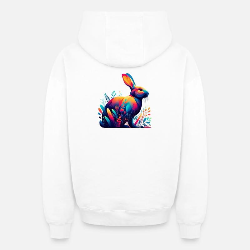 Lapin - Sweat à capuche unisexe zippé oversize épais SPREAD - blanc