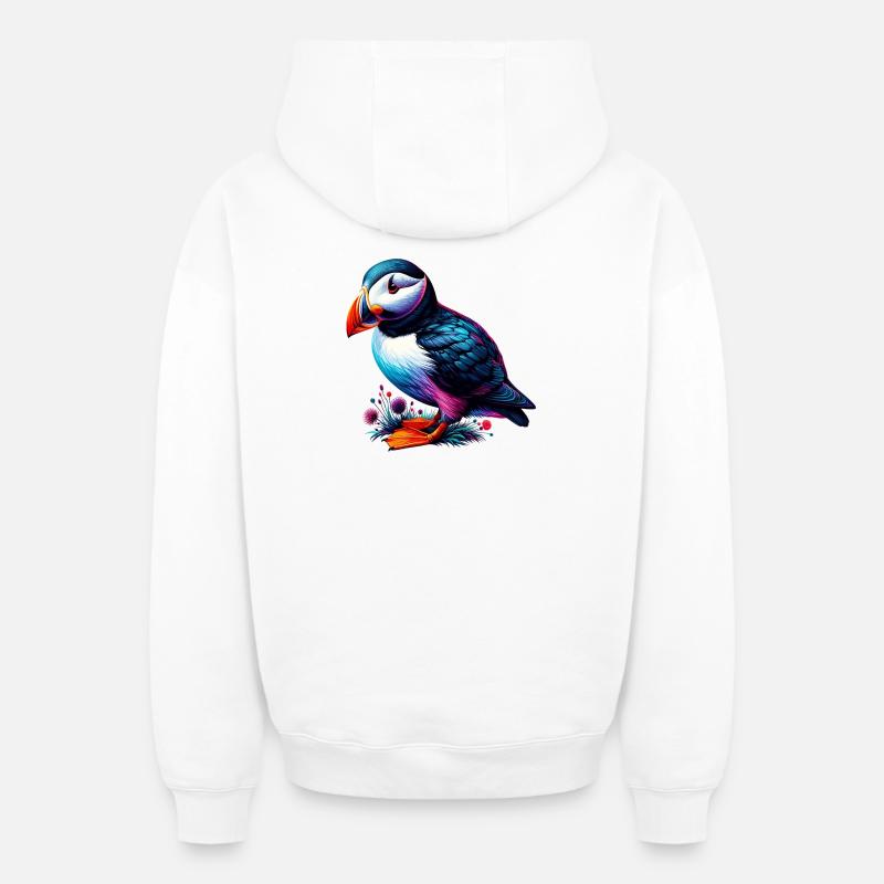 Macareux - Sweat à capuche unisexe zippé oversize épais SPREAD - blanc