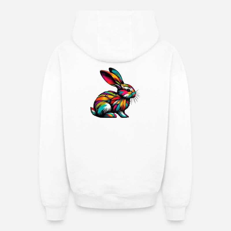 Lapin - Sweat à capuche unisexe zippé oversize épais SPREAD - blanc