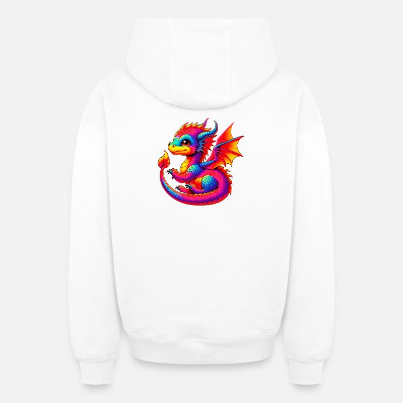Dragon - Sweat à capuche unisexe zippé oversize épais SPREAD - blanc