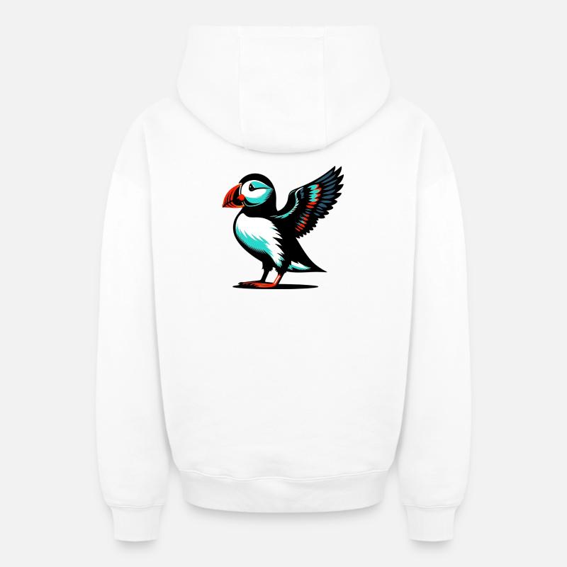 Macareux - Sweat à capuche unisexe zippé oversize épais SPREAD - blanc