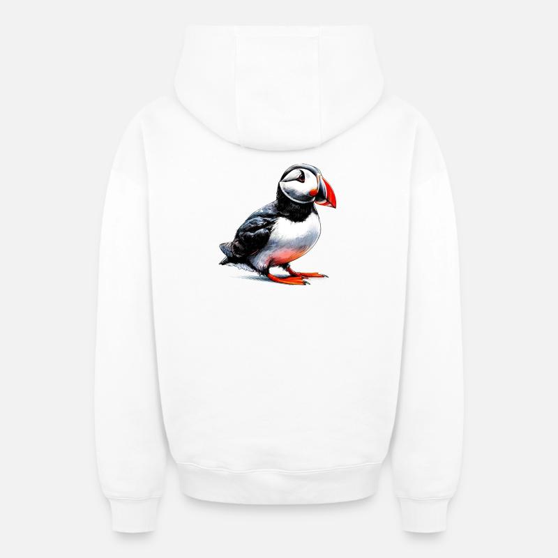 Macareux - Sweat à capuche unisexe zippé oversize épais SPREAD - blanc