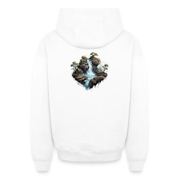 Cascade 01 - Sweat à capuche unisexe zippé oversize épais SPREAD - blanc - Dos - AI Model Male 178 light (178cm)