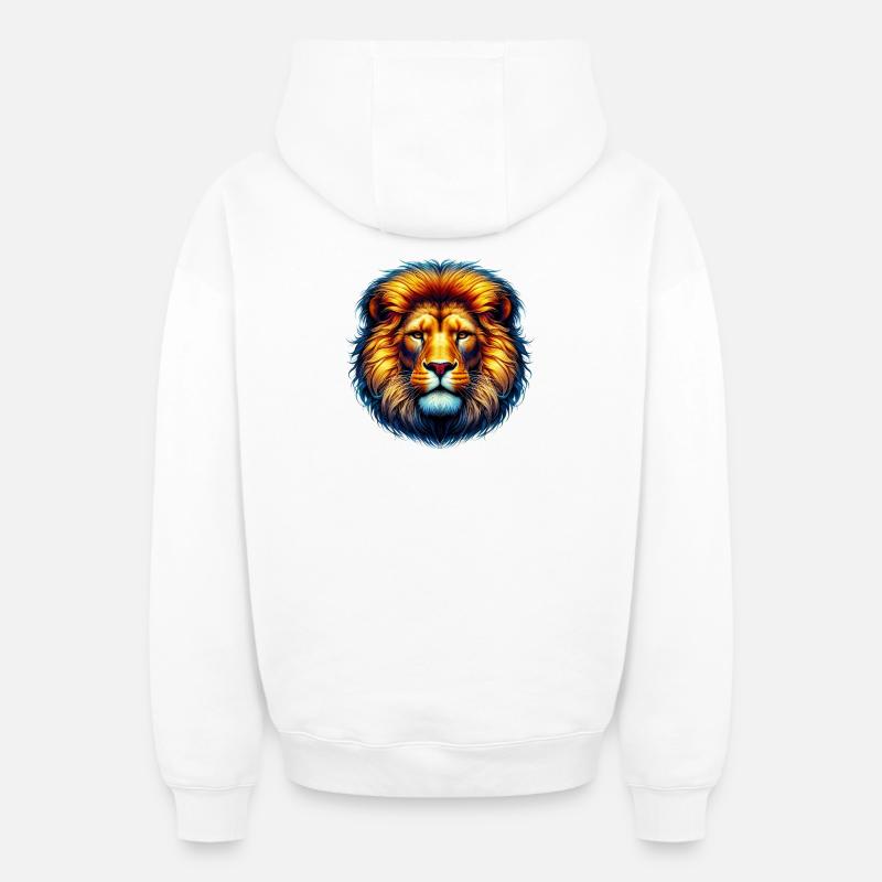 Lion - Sweat à capuche unisexe zippé oversize épais SPREAD - blanc