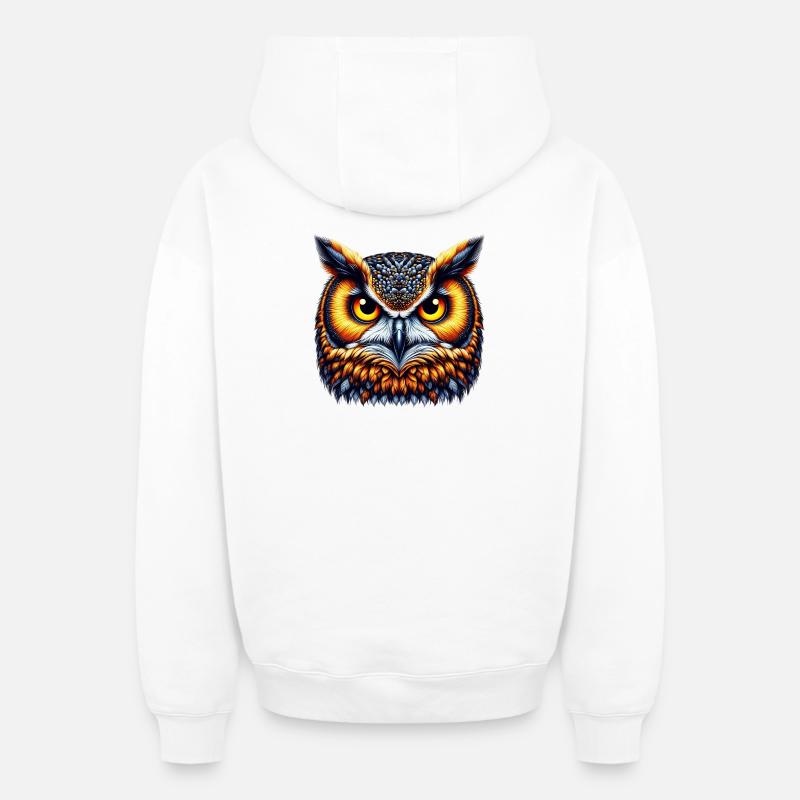 Eule - Oversized Heavyweight Unisex Zip Hoodie - Weiß