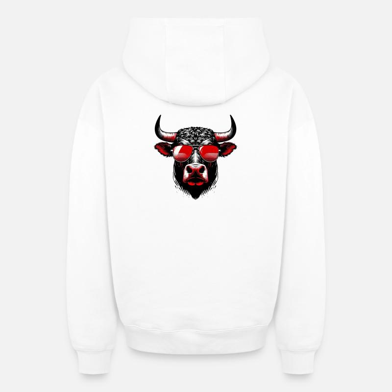 Taureau - Sweat à capuche unisexe zippé oversize épais SPREAD - blanc