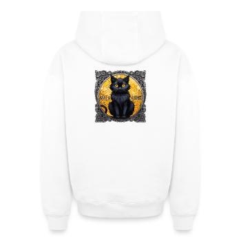 Schwarze Katze Mala Suerte - Oversized Heavyweight Unisex Zip Hoodie - Weiß - Hinten - AI Model Male 178 light (178cm)