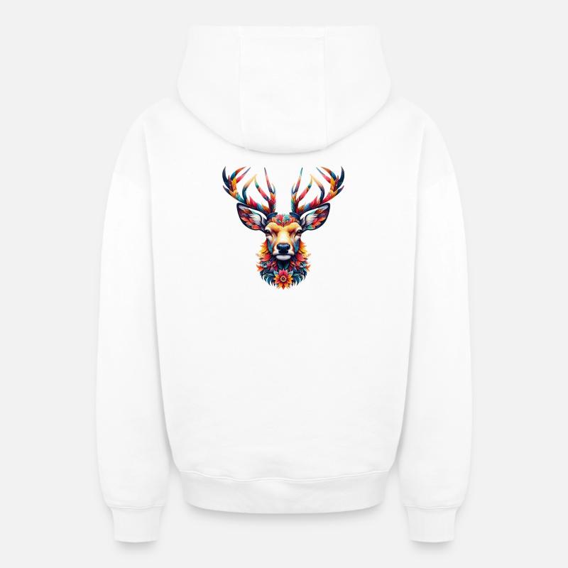 Cerf - Sweat à capuche unisexe zippé oversize épais SPREAD - blanc