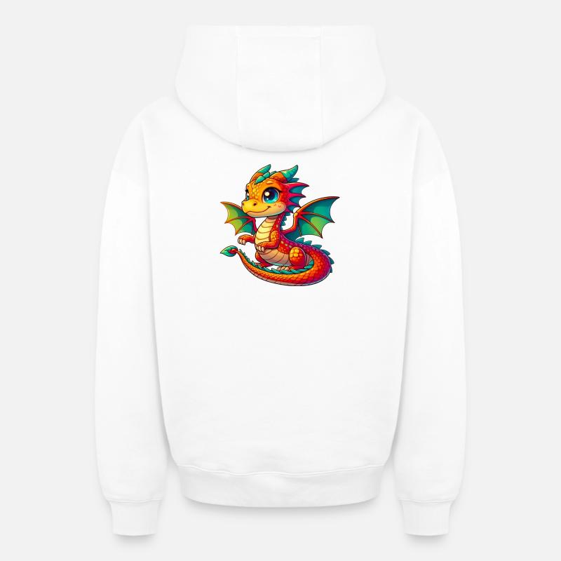 Dragon - Sweat à capuche unisexe zippé oversize épais SPREAD - blanc