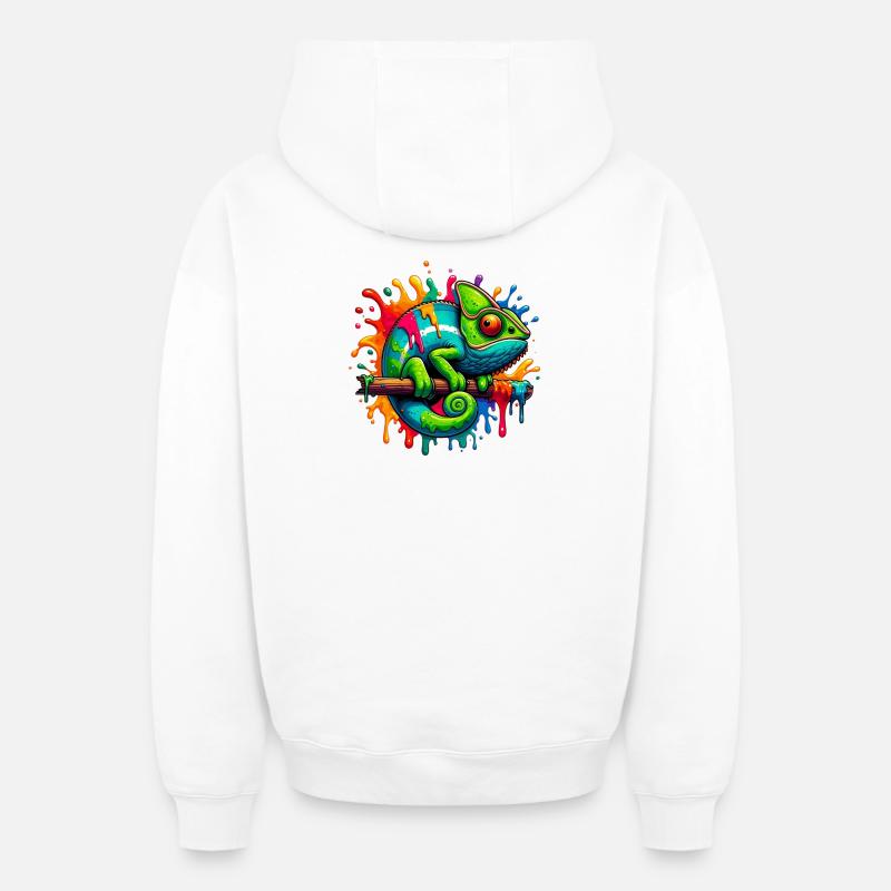 Caméléon - Sweat à capuche unisexe zippé oversize épais SPREAD - blanc