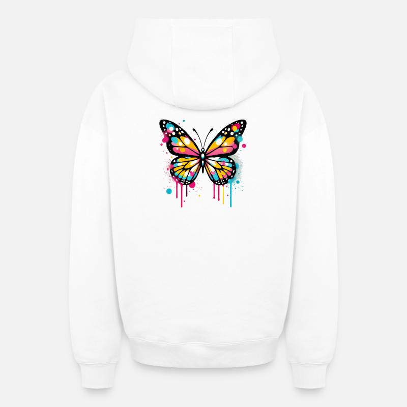 Papillon - Sweat à capuche unisexe zippé oversize épais SPREAD - blanc