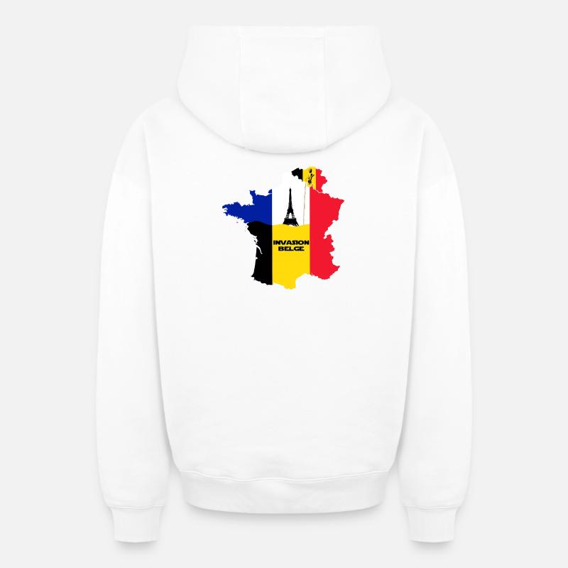 Invasion belge - Sweat à capuche unisexe zippé oversize épais SPREAD - blanc