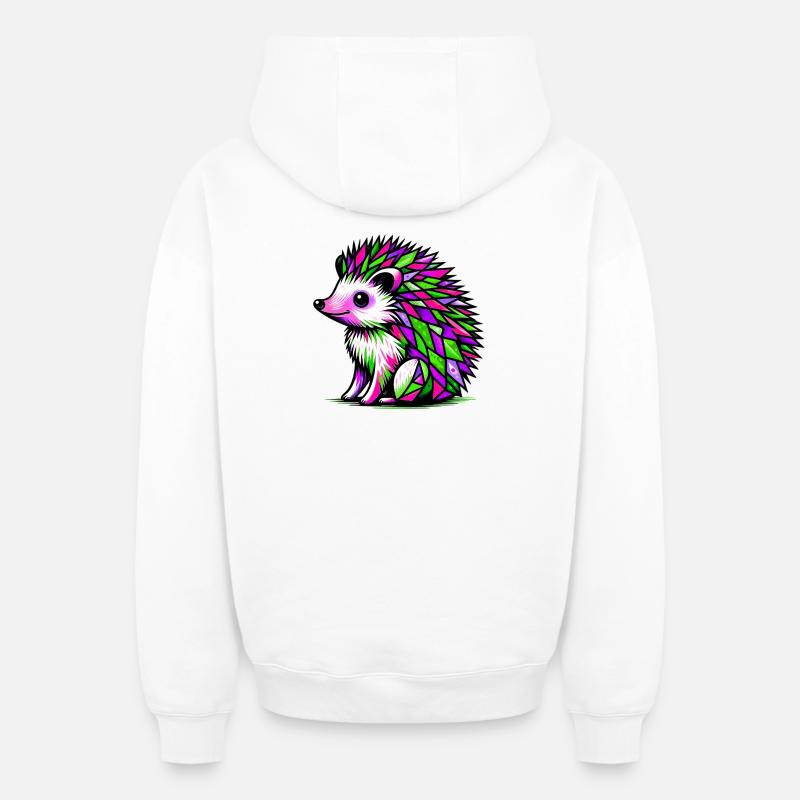 Hérisson - Sweat à capuche unisexe zippé oversize épais SPREAD - blanc