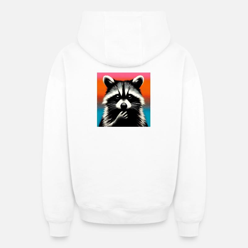 Raton laveur - Sweat à capuche unisexe zippé oversize épais SPREAD - blanc