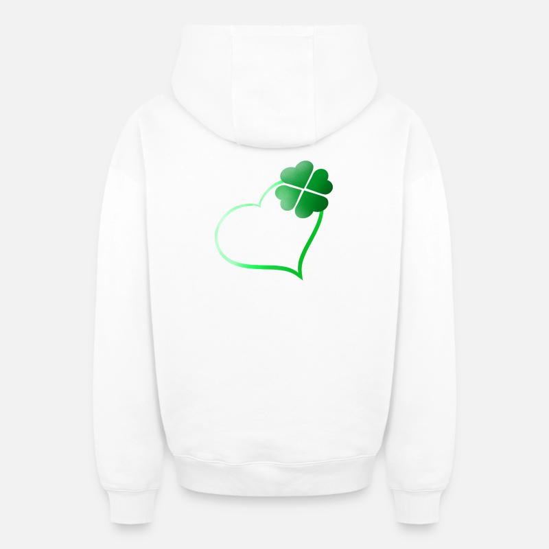 Cœur chanceux - Sweat à capuche unisexe zippé oversize épais SPREAD - blanc