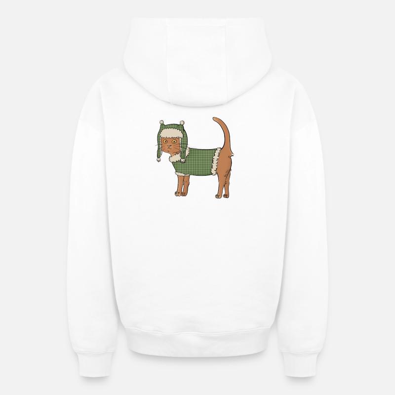 Chat-pka - Sweat à capuche unisexe zippé oversize épais SPREAD - blanc