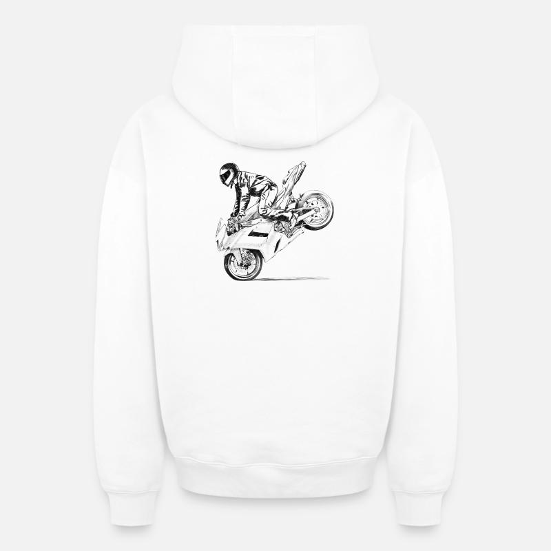 Cascade à moto - Sweat à capuche unisexe zippé oversize épais SPREAD - blanc