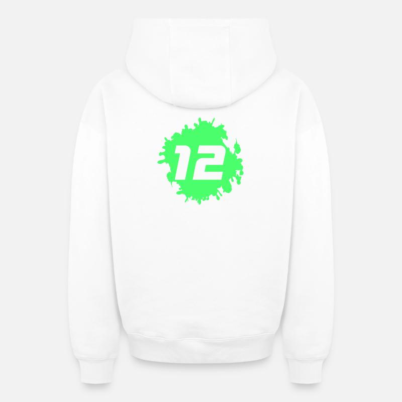 Néon 12 éclaboussures - Sweat à capuche unisexe zippé oversize épais SPREAD - blanc