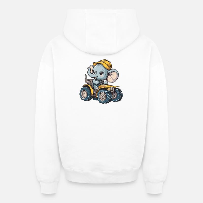 Éleveur de tracteurs éléphants - Sweat à capuche unisexe zippé oversize épais SPREAD - blanc