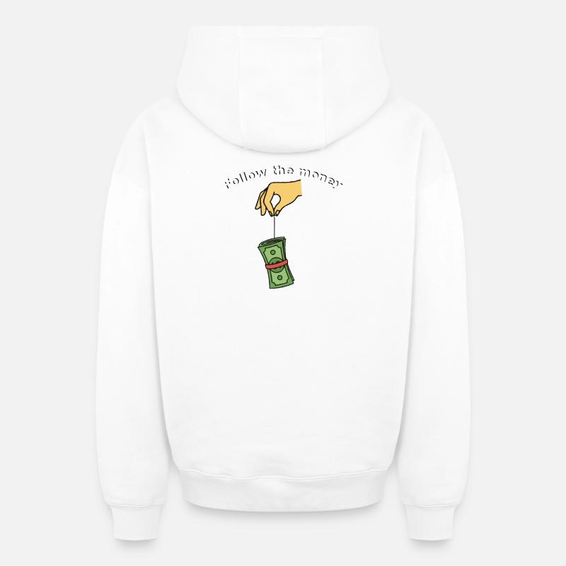 Suis l’argent - Sweat à capuche unisexe zippé oversize épais SPREAD - blanc