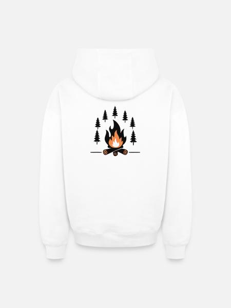 Cozy Campfire Forest - Oversized Heavyweight Unisex Zip Hoodie - white