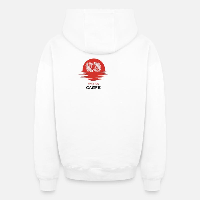 Passion Carpe Cadeau pour pêcheur - Sweat à capuche unisexe zippé oversize épais SPREAD - blanc
