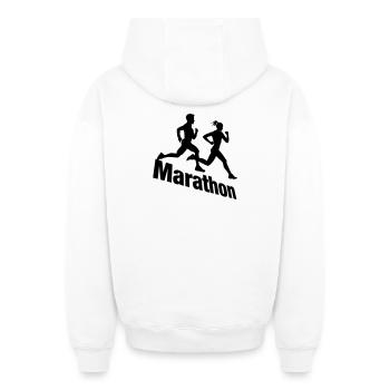 Duo de course – Marathon par équipes - Sweat à capuche unisexe zippé oversize épais SPREAD - blanc - Dos - AI Model Male 178 light (178cm)