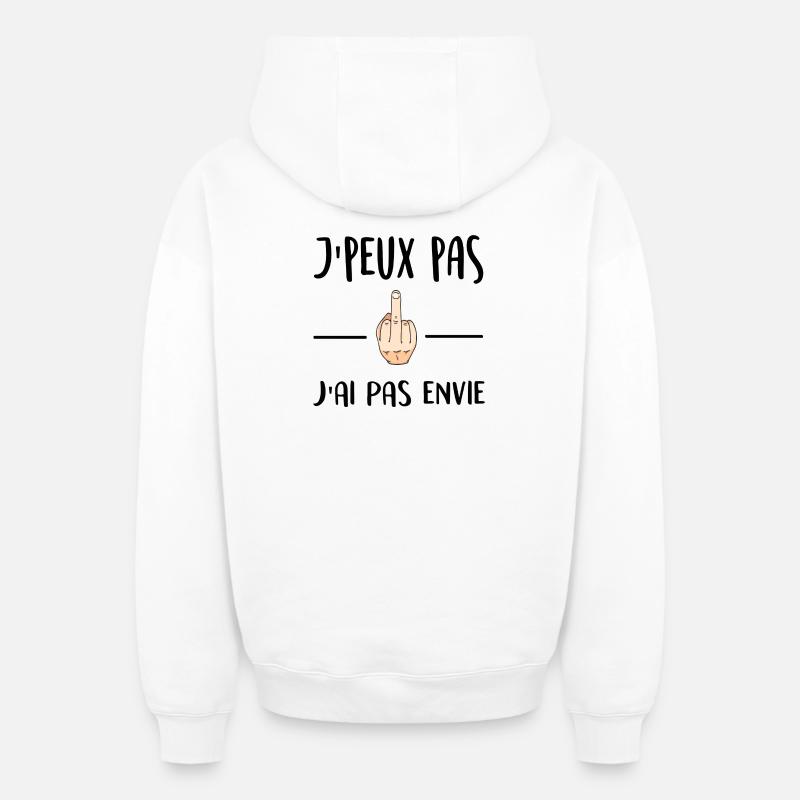 J'peux pas j'ai pas envie - Sweat à capuche unisexe zippé oversize épais SPREAD - blanc