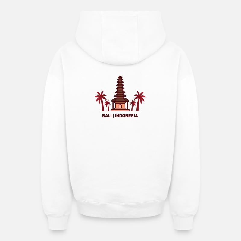 Bali Indonésie - Sweat à capuche unisexe zippé oversize épais SPREAD - blanc