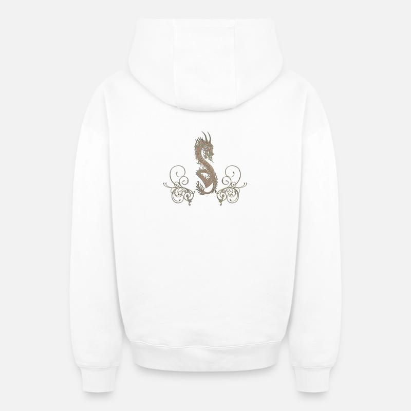 Dragon chinois génial - Sweat à capuche unisexe zippé oversize épais SPREAD - blanc